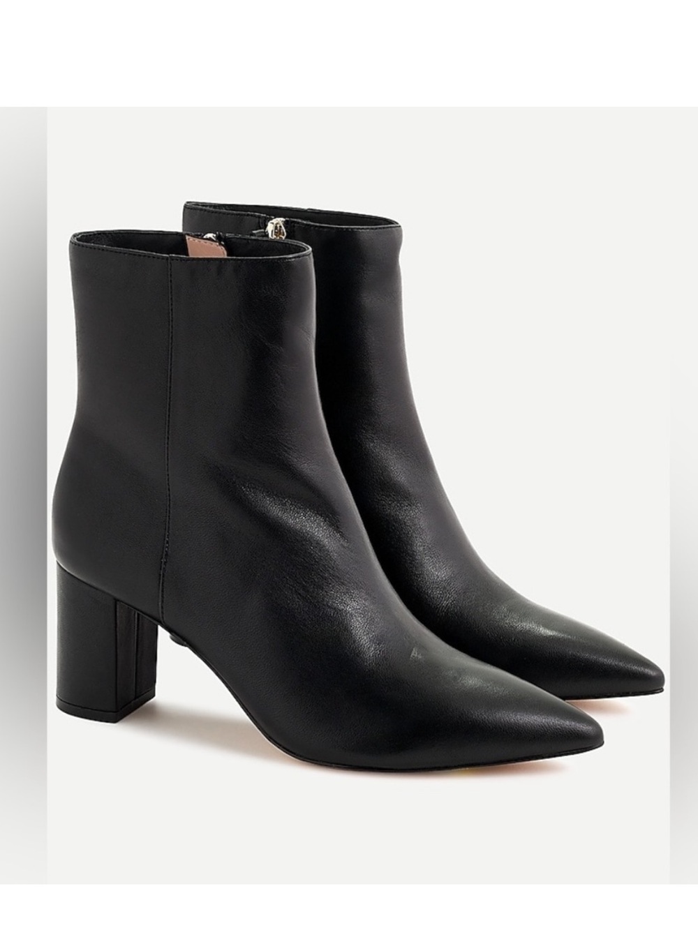 J. Crew Sadie Black Leather Pointed Heeled Ankle Boots- size 6 New Without Box - Picture 7 of 7